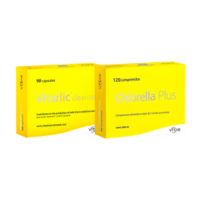 KIT DETOX HEPÁTICO E INTESTINAL (Chlorella® Plus Detox digestivo 120 comp Vitae + Vitarlic® Cleanse Detox hepático 90 caps)
